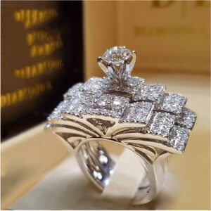 Women 2pcs Wedding Engagement Ring