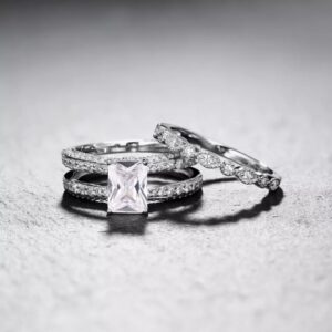 Latest Silver Engagement Wedding Ring Set Surulere