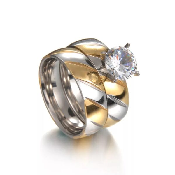 Valuable Stainless Steel Wedding Rings Set for Women 2pcs