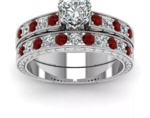 Wine Stone Silver Unique Engagement Wedding Rings Surulere