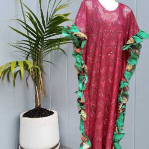 Mnacworld Ready to wear Net with ANKARA Patches Design Dress