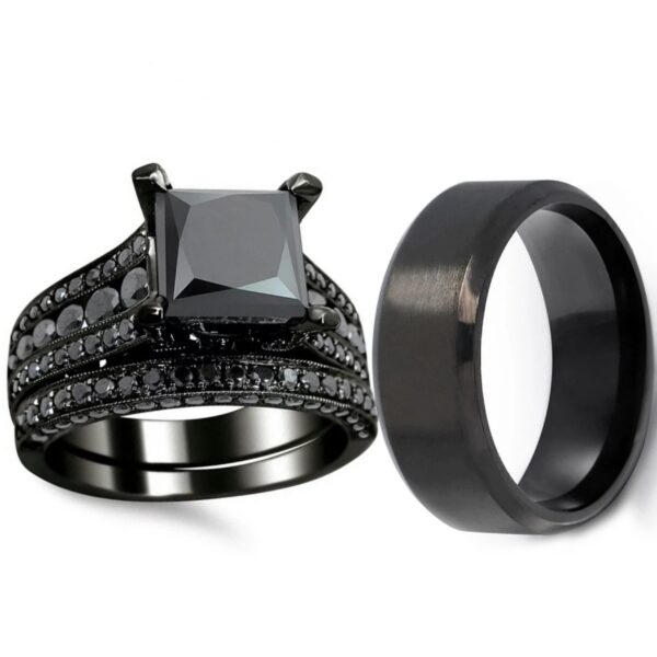 Black Wedding Ring Set for Couple Surulere