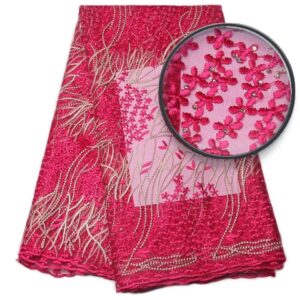 Buy Pink Lace Mesh Fabric