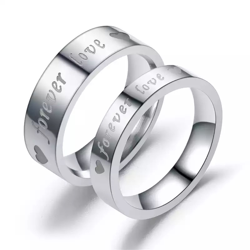 Stainless steel couple wedding ring band