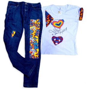 Ready to Wear Jean and Tshirt Ankara Patches