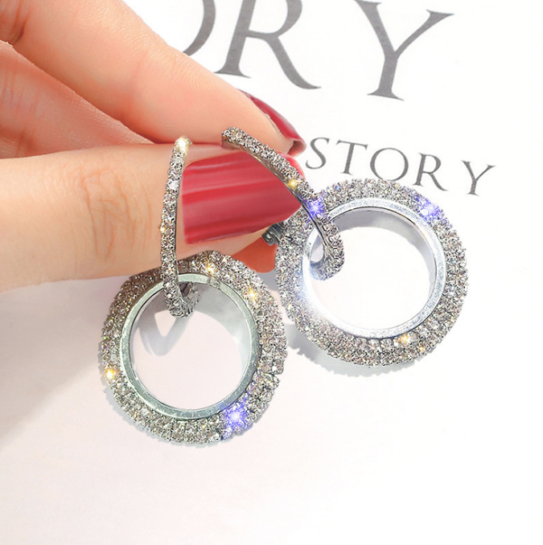 Fashion Women's Inlaid Crystal Circle Earrings