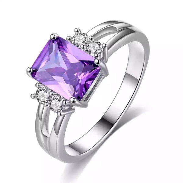 Classic Silver Women's Purple Zircon Engagement Wedding Rings Fashion Jewelry