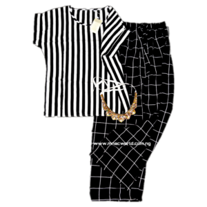 Strip and Grid blouse and palazzo Pant