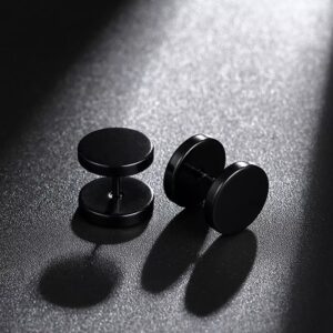 Dumb Bell Stainless Steel Fashion Earring Jewellery Black