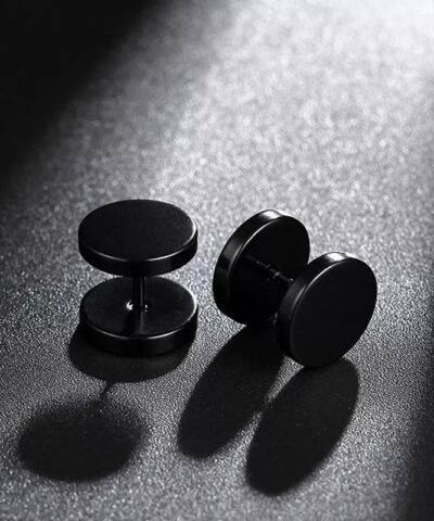 Dumb Bell Stainless Steel Fashion Earring Jewellery Black
