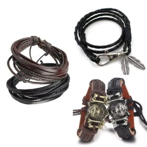 5pcs Trending Leather Bracelets at Wholesale Prices